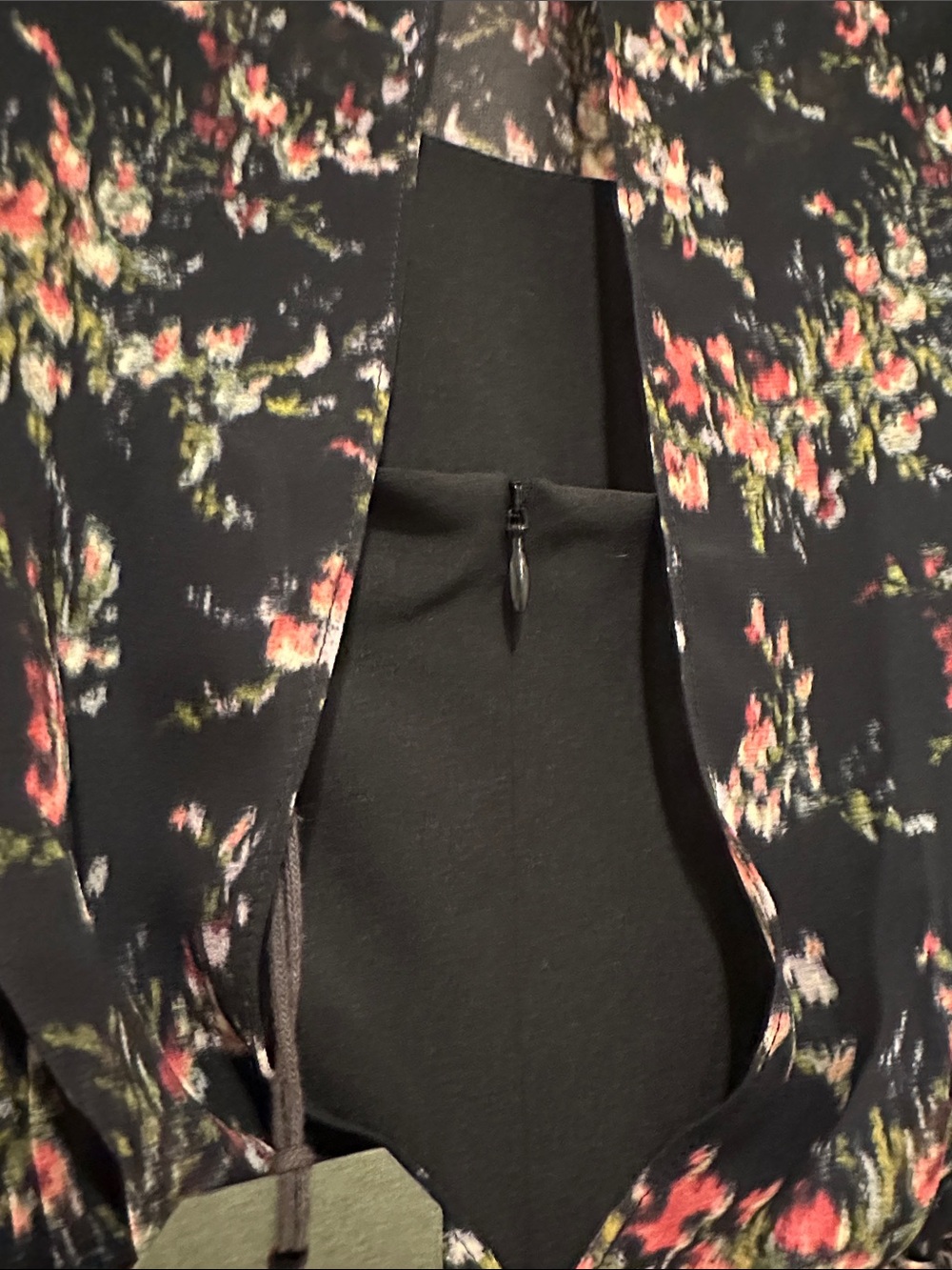 AllSaints NWT Draped Floral Mini Dress Black Silk Blend - Picture 10 of 16